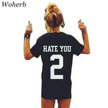 Summer New  Fashion Hate You Letter Print T Shirts Brief Short Sleeve T-shirts Casual Women Tops Tee Plus Size 72703 GS