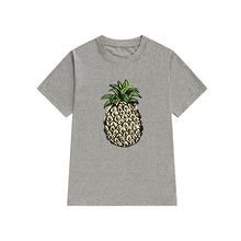 Summer New Print Women T Shirt Fashion Pineapple Fruit Print Casual Women Tops O Neck Short Sleeve Gray T-shirt 61320 GS