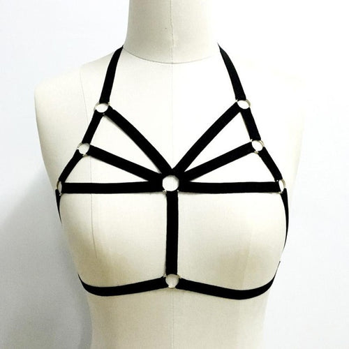 Sexy Womens bra sexy bra Gothic sexy Bra Harajuku Strappy Body Bras bondage Crop Top sexy Black #63 GS