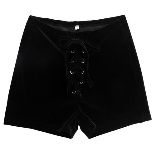 Shorts Women  Fashion Lacing Bandage Velvet Short Femme Slim Sexy High Waist Clubwear Short Pant Women Bottoms #63 GS