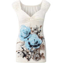 Sleeveless T-Shirts Women T Shirt  Hot Sale V Neck Floral Print Vest Tops Tee Shirt Femme camiseta mujer #425 GS