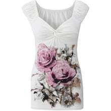 Sleeveless T-Shirts Women T Shirt  Hot Sale V Neck Floral Print Vest Tops Tee Shirt Femme camiseta mujer #425 GS