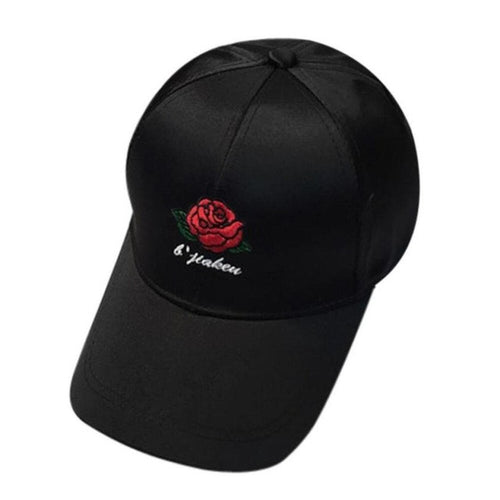 Baseball Hats Women Embroidery Rose Cotton Snapback Caps Hip Hop Hats Female Black White Pink Casquette#23 GS