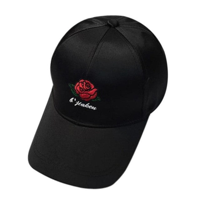 Baseball Hats Women Embroidery Rose Cotton Snapback Caps Hip Hop Hats Female Black White Pink Casquette#23 GS