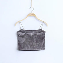 Style  Fahsion velvet Sexy Sling Sleeveless Women Tank Tops Short Solid Vest Crop Tops Cami Female #23 GS