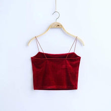 Style  Fahsion velvet Sexy Sling Sleeveless Women Tank Tops Short Solid Vest Crop Tops Cami Female #23 GS