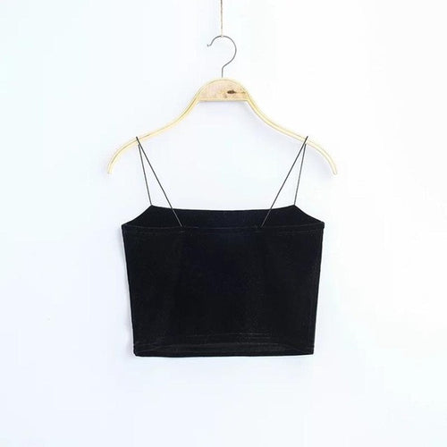 Style  Fahsion velvet Sexy Sling Sleeveless Women Tank Tops Short Solid Vest Crop Tops Cami Female #23 GS