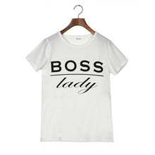 Style  Fashion Family T-shirts Women Round Neck Short Sleeve Boss Letter Print White Tee Tops TShirt Womens #1206 GS