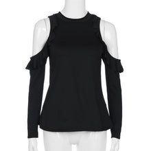 Style  Fashion Women Casual Off Shoulder Long Sleeves Ruffles Hem Drop Shoulder Tee Tops T-Shirt Femme camisetas #03 GS