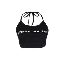 Style  Tank Top Women Sleeveless I have no feel Letter Halter Neck Backless Crop Tops Short Vest Female #23 GS