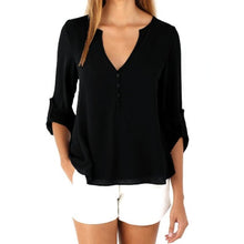 Style Blouses Womens Loose Long Sleeve Chiffon Casual V Neck Shirts Women Tops Fashion blusas feminina verao  &03 GS