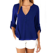Style Blouses Womens Loose Long Sleeve Chiffon Casual V Neck Shirts Women Tops Fashion blusas feminina verao  &03 GS