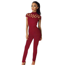 Style Jumpsutis Women Choker sexyd High Neck Short Sleeve Hollow Out Sexy Long Jumpsuits And Rompers  Overalls &23 GS