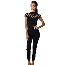 Style Jumpsutis Women Choker sexyd High Neck Short Sleeve Hollow Out Sexy Long Jumpsuits And Rompers  Overalls &23 GS