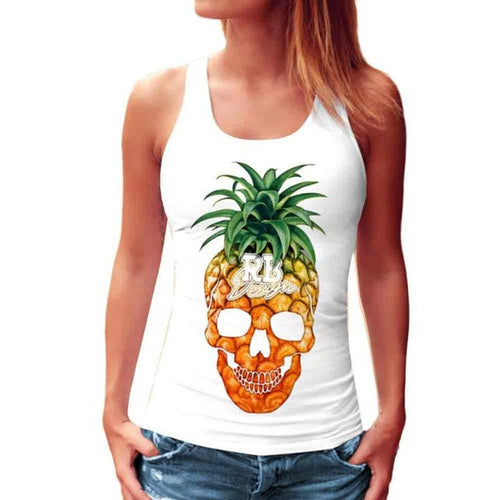 Style Pineapple Print Tank Top Casual Woman Sleeveless Print Crop Tank Top Female Ladies Tops  #03 GS