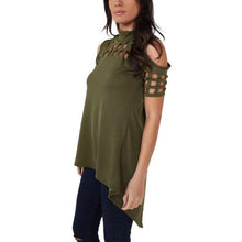 Style T shirt Women Tops  Women Sexy Front Hollow Out Short Sleeve Turtleneck Back Splite Sexy T-shirt Femme #1207 GS