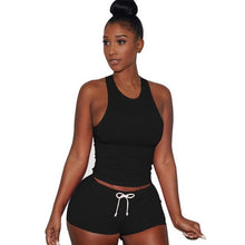 Style Women Sleeveless 1PC Crop Top + Shorts Fitness 2 Piece Set Casual Workout Casual Outfit Two Piece Set For Women #63 GS
