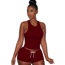 Style Women Sleeveless 1PC Crop Top + Shorts Fitness 2 Piece Set Casual Workout Casual Outfit Two Piece Set For Women #63 GS