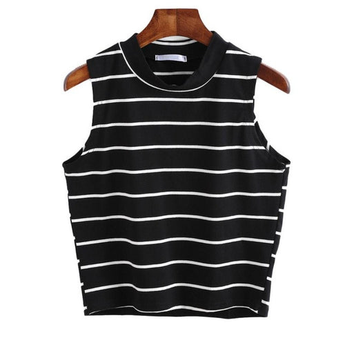 Style Women Stripe Tank Tops Fashion Cotton Sexy Short Tank Top Sleeveless T-Shirt Tops Women haut femme &23 GS