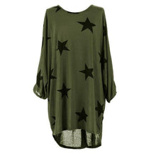 T shirt Women Long Style Plus Size Batwing Sleeve Stars Print Tunic T-Shirt Tee Tops Female Camisetas Mujer Verano #23 GS