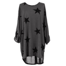 T shirt Women Long Style Plus Size Batwing Sleeve Stars Print Tunic T-Shirt Tee Tops Female Camisetas Mujer Verano #23 GS