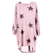 T shirt Women Long Style Plus Size Batwing Sleeve Stars Print Tunic T-Shirt Tee Tops Female Camisetas Mujer Verano #23 GS
