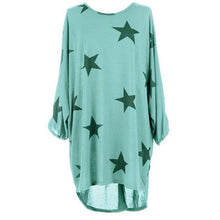 T shirt Women Long Style Plus Size Batwing Sleeve Stars Print Tunic T-Shirt Tee Tops Female Camisetas Mujer Verano #23 GS