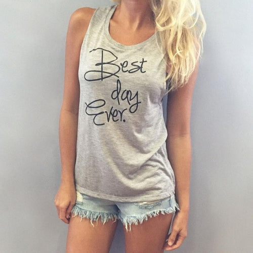 Tops Women T Shirts Casual Letter Printing O neck Sleeveless T-shirt women Shirts Ladies Tops Camiseta Feminina YW GS