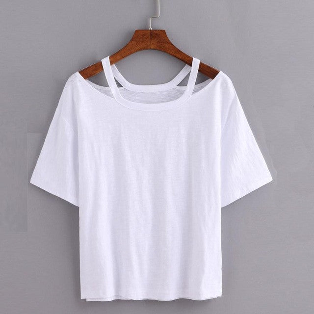White T-shirt Women  Short Sleeve Casual Tops Tees Female T Shirt camisetas mujer verano #63 GS