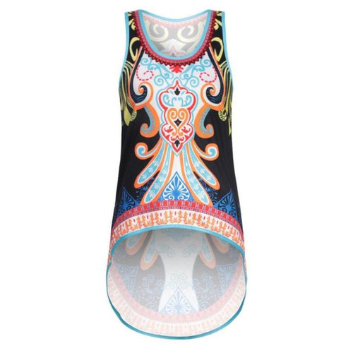 Women Bohemian Print Sleeveless Fashion Women Tops  Beach Casual Vest Irregular Tank Tops #52 GS