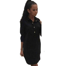 Women Fashion Button Three Quarter Sleeve Blouse Shirt Dress Women Casual Loose Mini Ladies Dresses vestidos mujer #63 GS