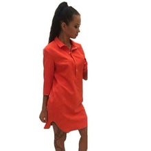 Women Fashion Button Three Quarter Sleeve Blouse Shirt Dress Women Casual Loose Mini Ladies Dresses vestidos mujer #63 GS