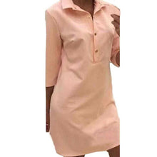 Women Fashion Button Three Quarter Sleeve Blouse Shirt Dress Women Casual Loose Mini Ladies Dresses vestidos mujer #63 GS