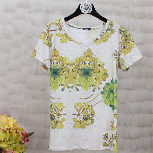 T Shirt Women  Summer Style Bohemian Floral Print Female T Shirt Women O-neck Short Sleeve Casual Top Tees 72430 GS
