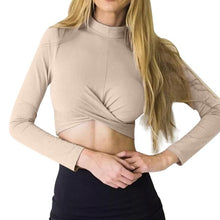T-shirt  Hot Long Sleeve Basic Women Sexy Slim Solid Short Style T-shirt Tops Female Turtleneck Crossing Tee Shirt Femme #43 GS