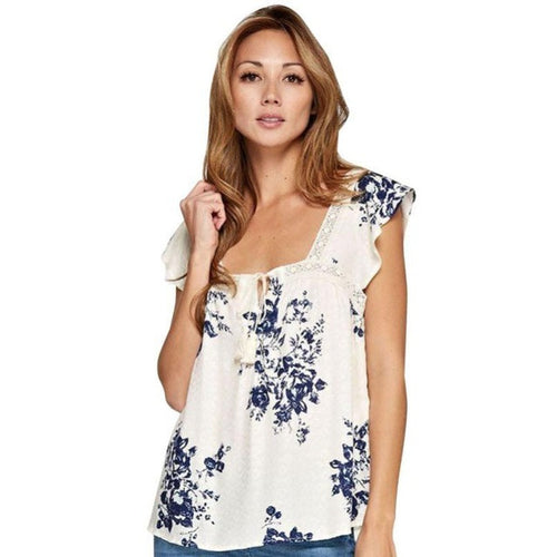 T-shirt women short sleeve   New Women Print Flower Lace Cotton Sleeveless T-Shirt Loose Vintage Womens Tops #420 GS