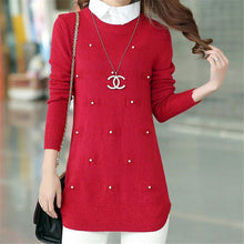Turn-down collar sweater dress women plus size S-XXXL pullover medium-long print basic ropa mujer sweater with button 71688 GS