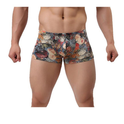 Underwear Men  New Arrival Floral Print Plus Szie M-XXL Men's Underpanties Low Waist Boexers Shorty Homme 2 Colors GS