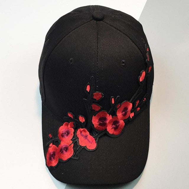 Unisex Women Baseball Cap   Women Men Couple Plum Blossom Snapback Hip Hop Flat Hats Black White Casquette Bone #01 GS