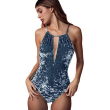 Velvet Bodysuits Women Plunge Camisole Ladies Halterneck Strappy Backless Sexy Bodycon Slim Sleeveless Ladies Bodysuit &23 GS