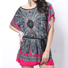 Vestido Above Knee, Mini  Promotion Rushed Natural Party Dresses Women Retro Ethnic Print Boho Skater Batwing Mini Dress GS