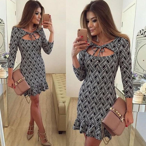 Vestidos   Women Mini office Work dress Dress Three Quarter Sleeve A-Line Polyester Cotton Dresses vestidos femininos GS