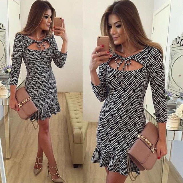 Vestidos   Women Mini office Work dress Dress Three Quarter Sleeve A-Line Polyester Cotton Dresses vestidos femininos GS