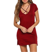 Vestidos Mujer  New Style Front Crossing Women  Dress Casual Sleeveless Women Mini Tshirt Dress Robe Ete #420 GS