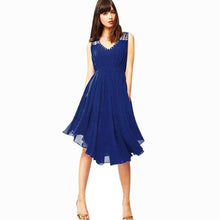 Vestidos Verano  Womens Beach Chiffon Dress v Neck Sleeveless Party Evening Short Mini Dress Black Blue #418 GS