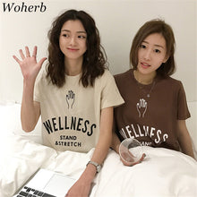 WELLNESS STAND & STRETCH Letter Print T-shirts New  Women Summer T Shirt Female Short Sleeve t shirts Plus Size Tops 72667 GS