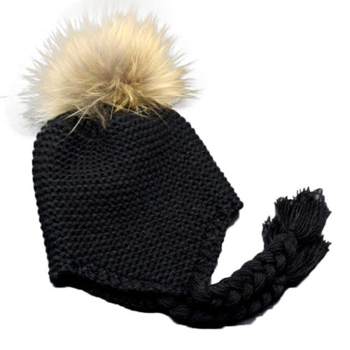 Children Cute beanies knitted wool Skullies casual Hats For Boys Girls Faux fur pompom solid cap Kids Gorros GS