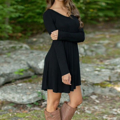 Dress Women  New Desgin Casual Loose Long Sleeve Short Mini T shirt Dress For Ladies 3 Color vestidos #1130 GS