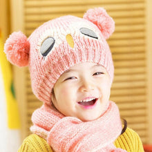 Baby Knit Woolen yarn Crochet Toddler Kids Boy Girls Warm Balls Hat Beanie Knitted Hats and Scarf bonnet d'hiver GS