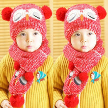 Baby Knit Woolen yarn Crochet Toddler Kids Boy Girls Warm Balls Hat Beanie Knitted Hats and Scarf bonnet d'hiver GS